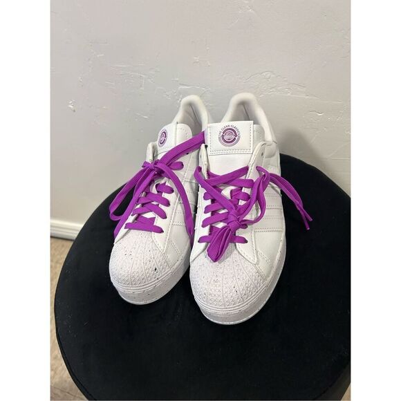 ADIDAS Rare Clean Classics Shock Purple and White Superstar Shoes Sneakers Men's - Picture 9 of 14